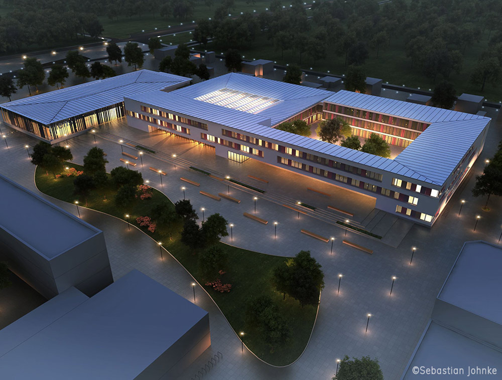 Vogelperspektive auf das Apian‑Gymnasium Ingolstadt